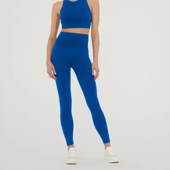 Wolford The Wonderful Leggings Sodalite Blue Cobalt Wide Band Compression Large - Picture 1 of 6